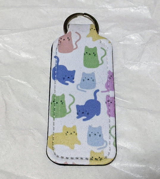 Colorful Kitty Lip Balm Holder Keychain