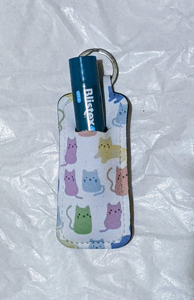 Colorful Kitty Lip Balm Holder Keychain