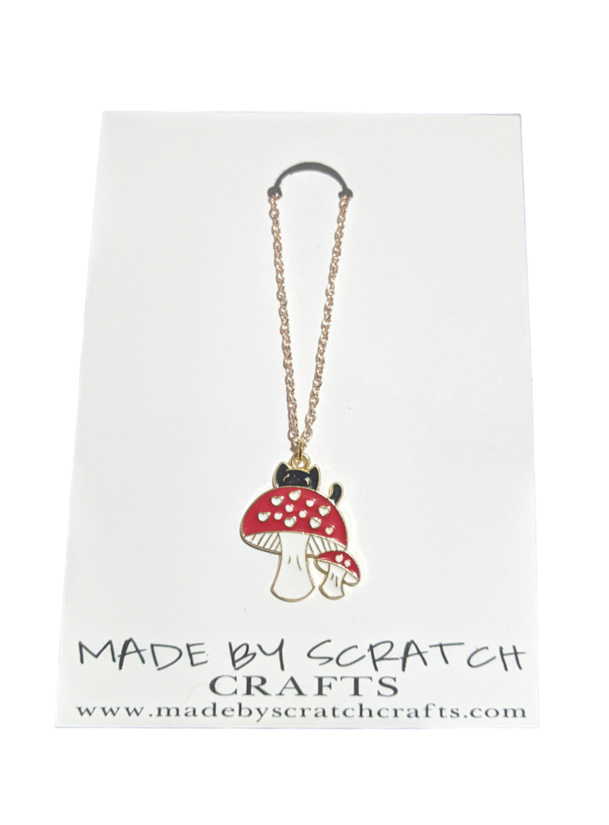 Cat on Mushroom necklace - Made By Scratch Crafts