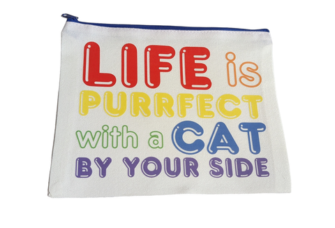 Life is Purrfect cat zippered pouch
