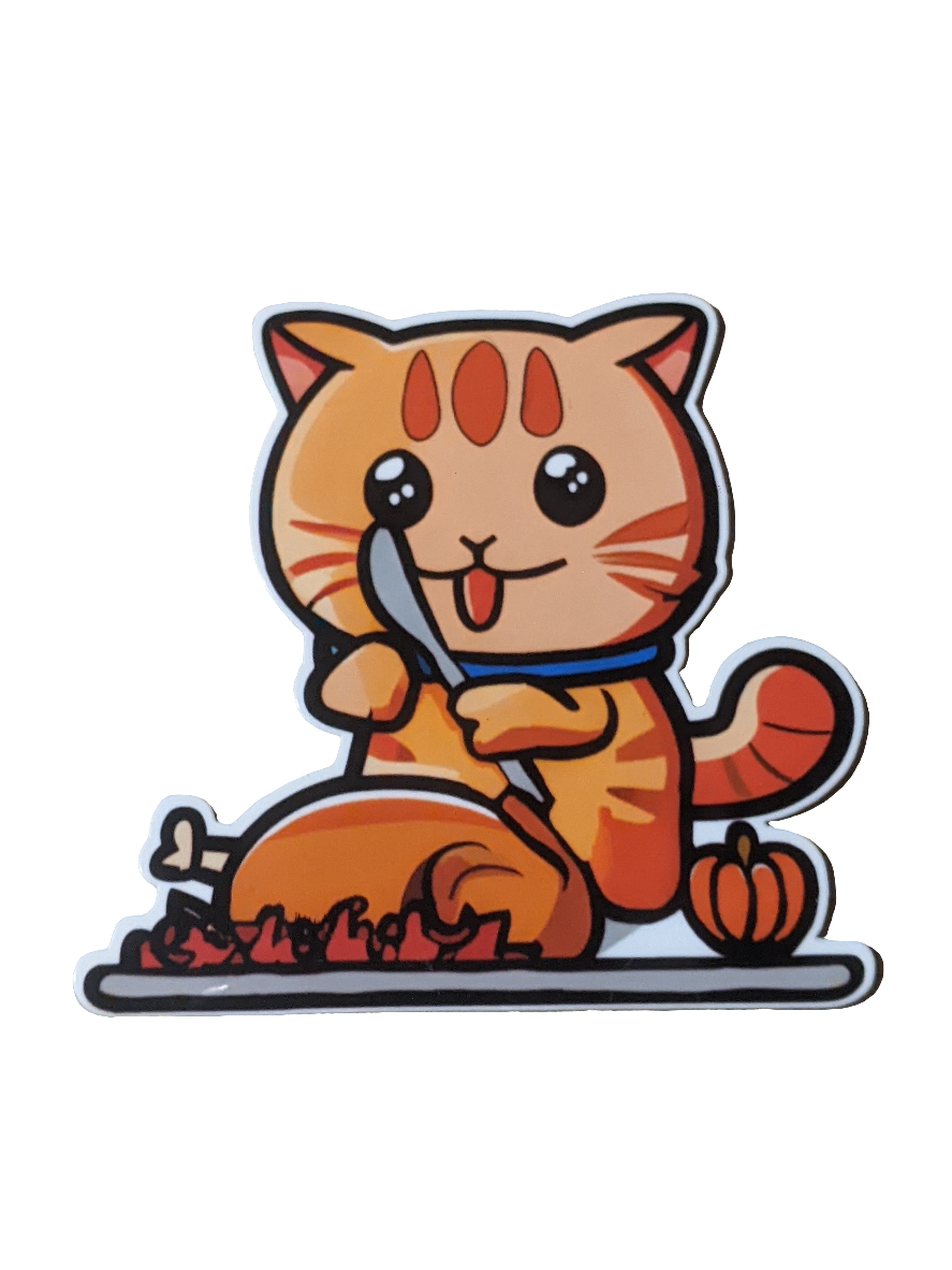 Thanksgiving Feast cat sticker - Made By Scratch Crafts