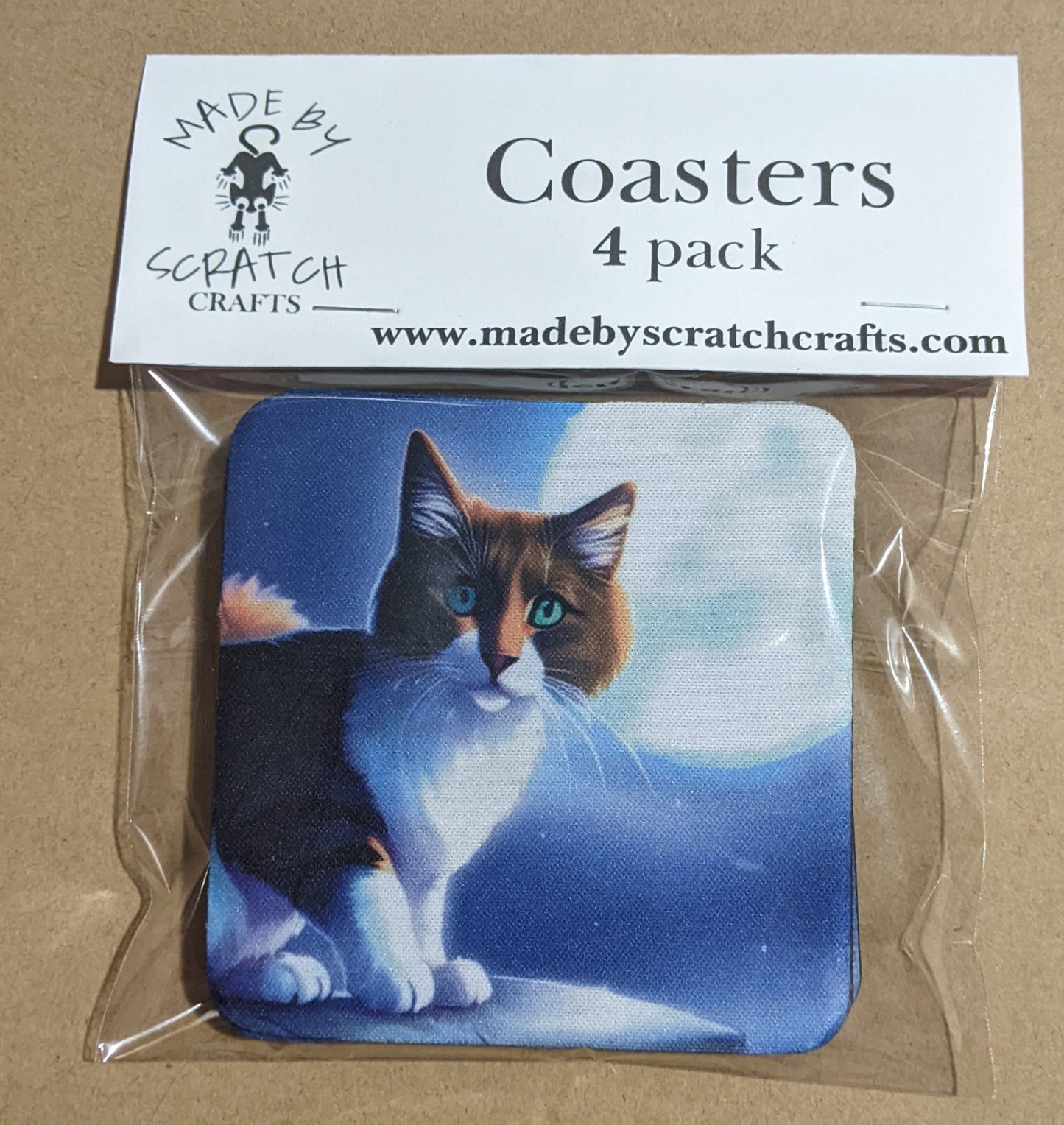 Midnight Purrs cat table coasters - Made By Scratch Crafts
