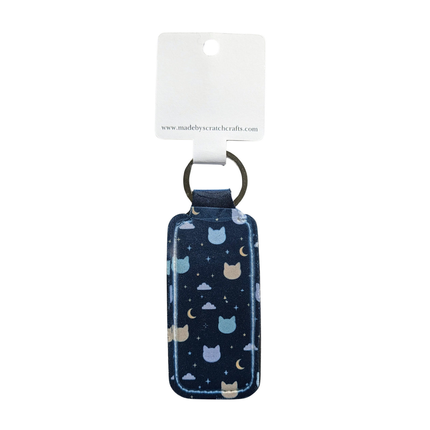 Night Cat Lip Balm Holder Keychain – Chapstick Holder for Cat Lovers
