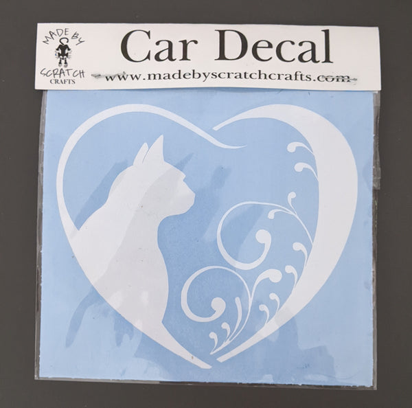 cat heart car decal