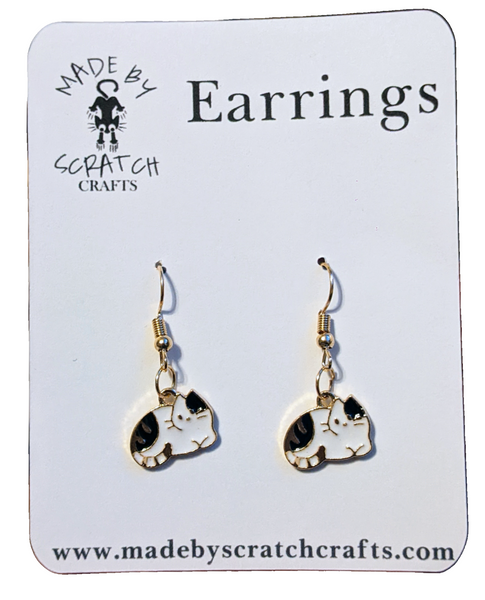 Laying Cat earrings - Made By Scratch Crafts