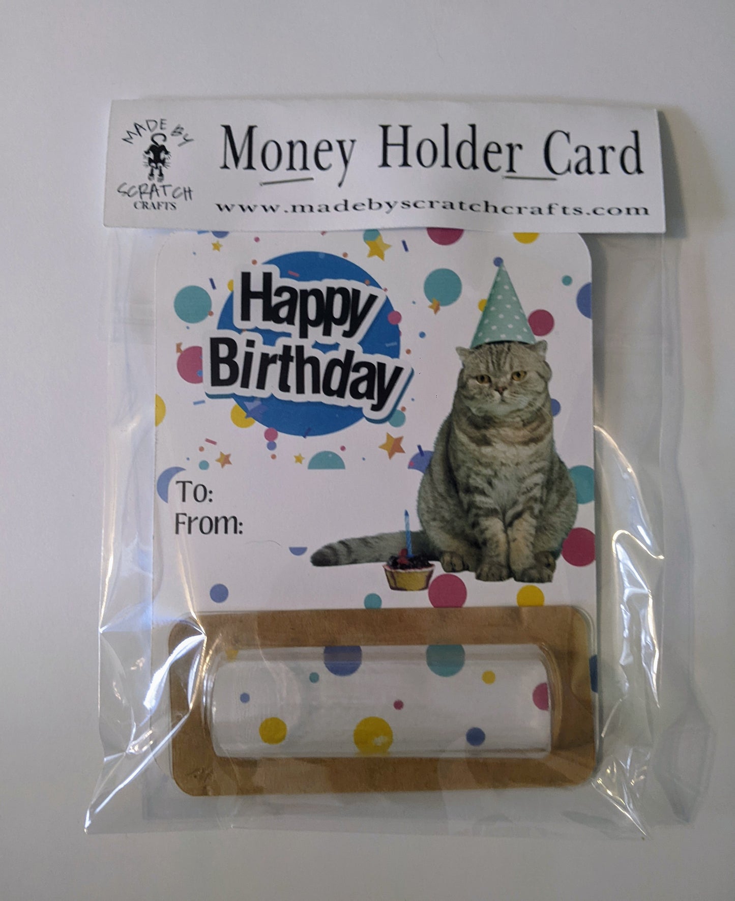Happy Birthday cat money holder card - Made By Scratch Crafts