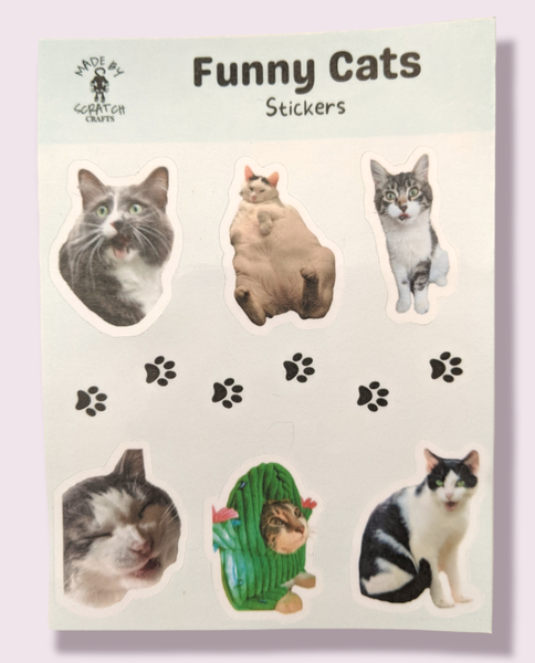 Funny Cat Sticker Sheet - Made By Scratch Crafts