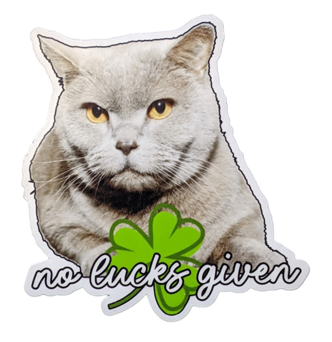 No Lucks Given cat sticker - Made By Scratch Crafts