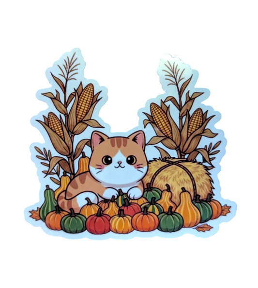 Fall Harvest cat sticker