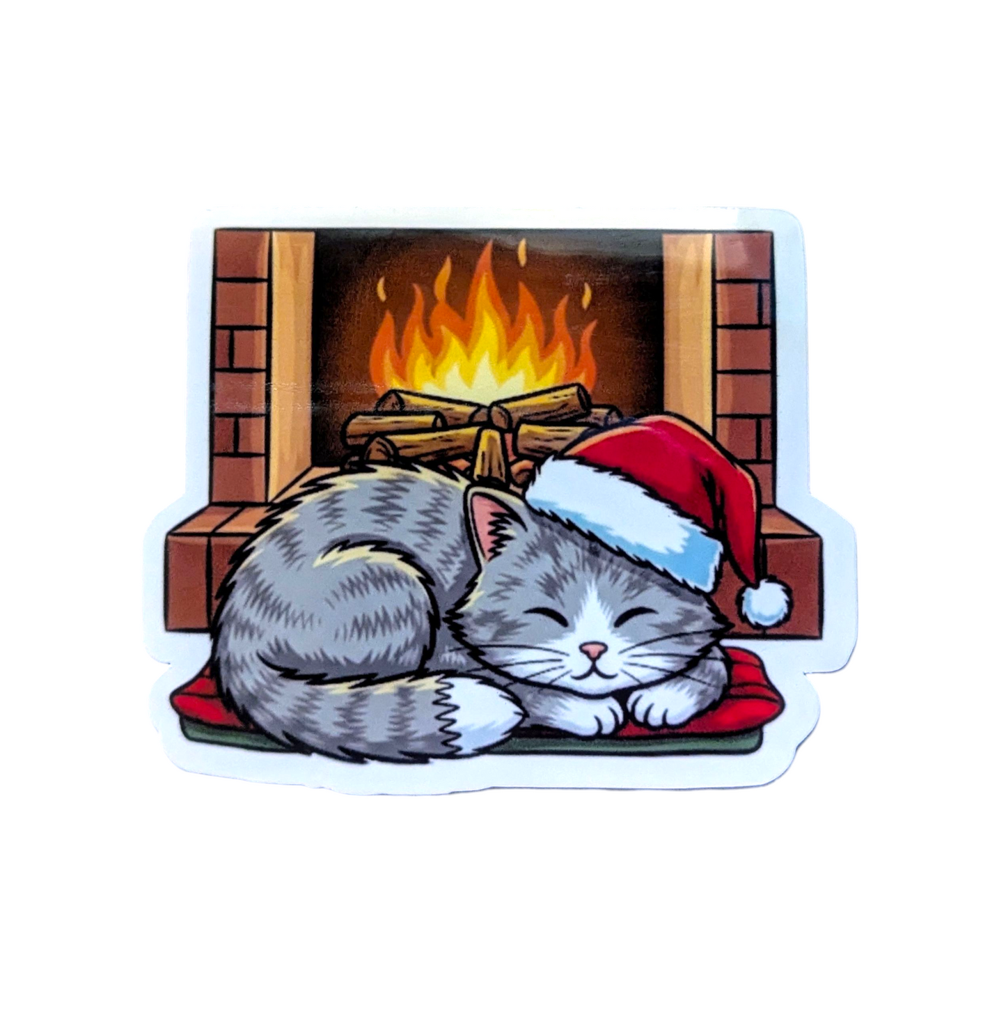 Cozy Christmas cat sticker