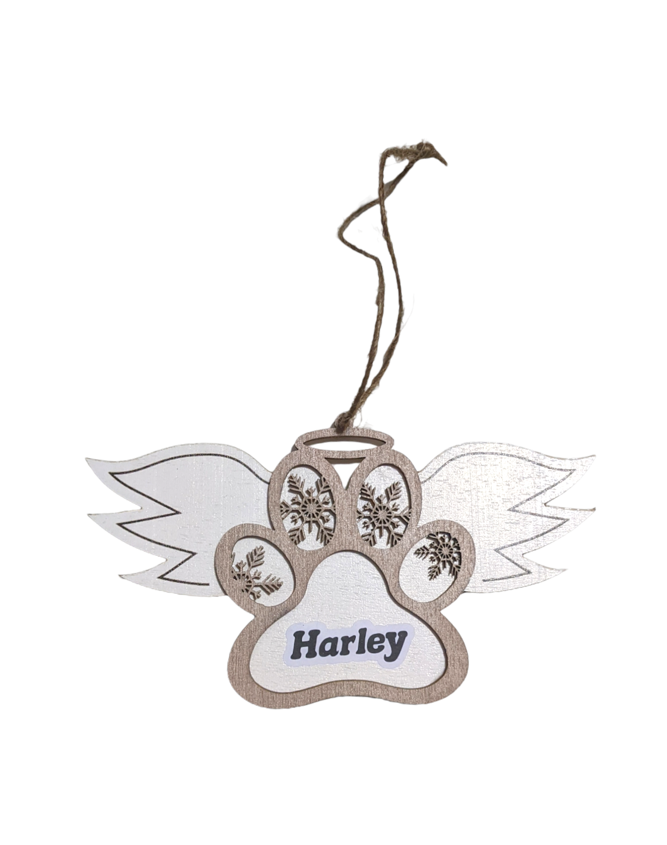 Angel Wings Paw Print memorial ornament - Made By Scratch Crafts