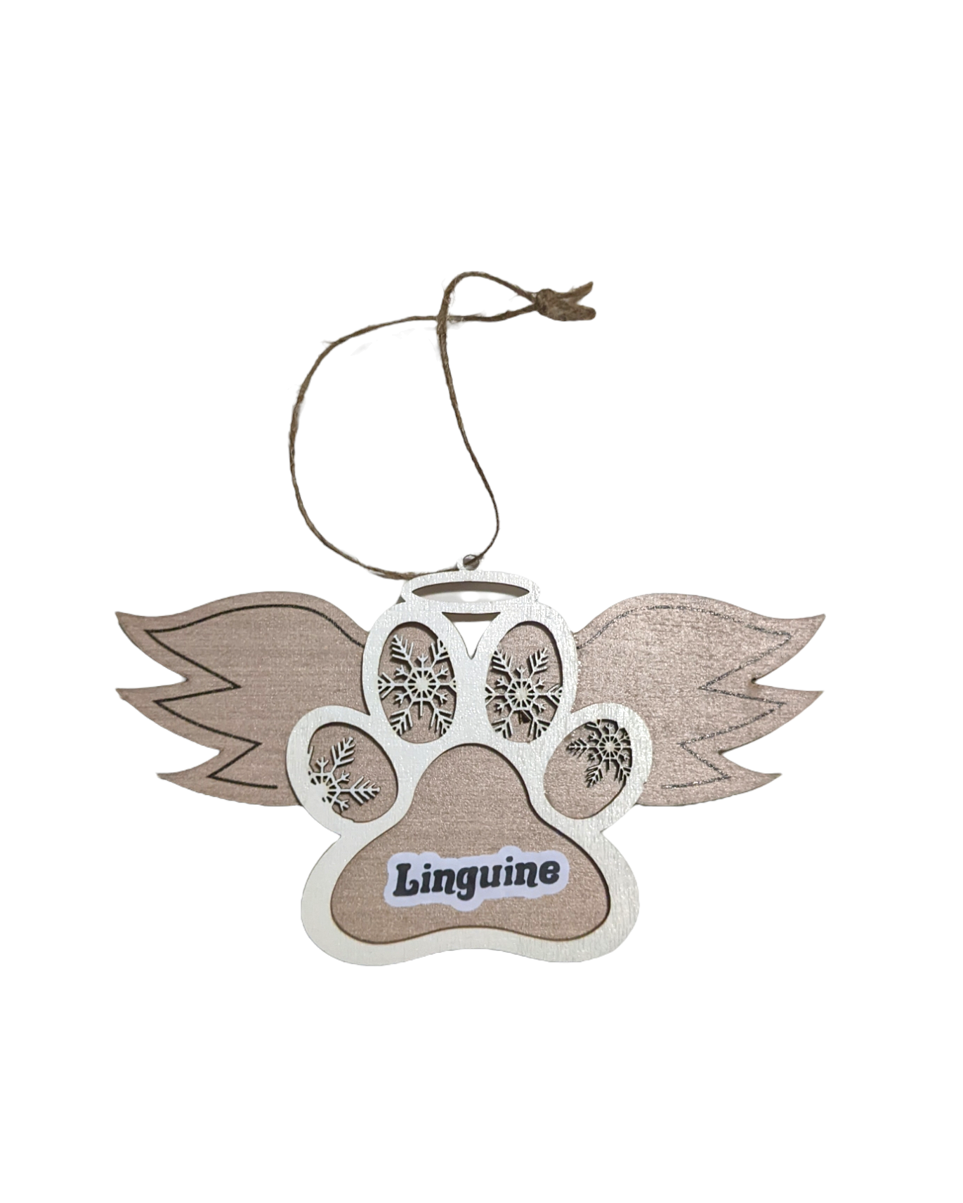 Angel Wings Paw Print memorial ornament - Made By Scratch Crafts