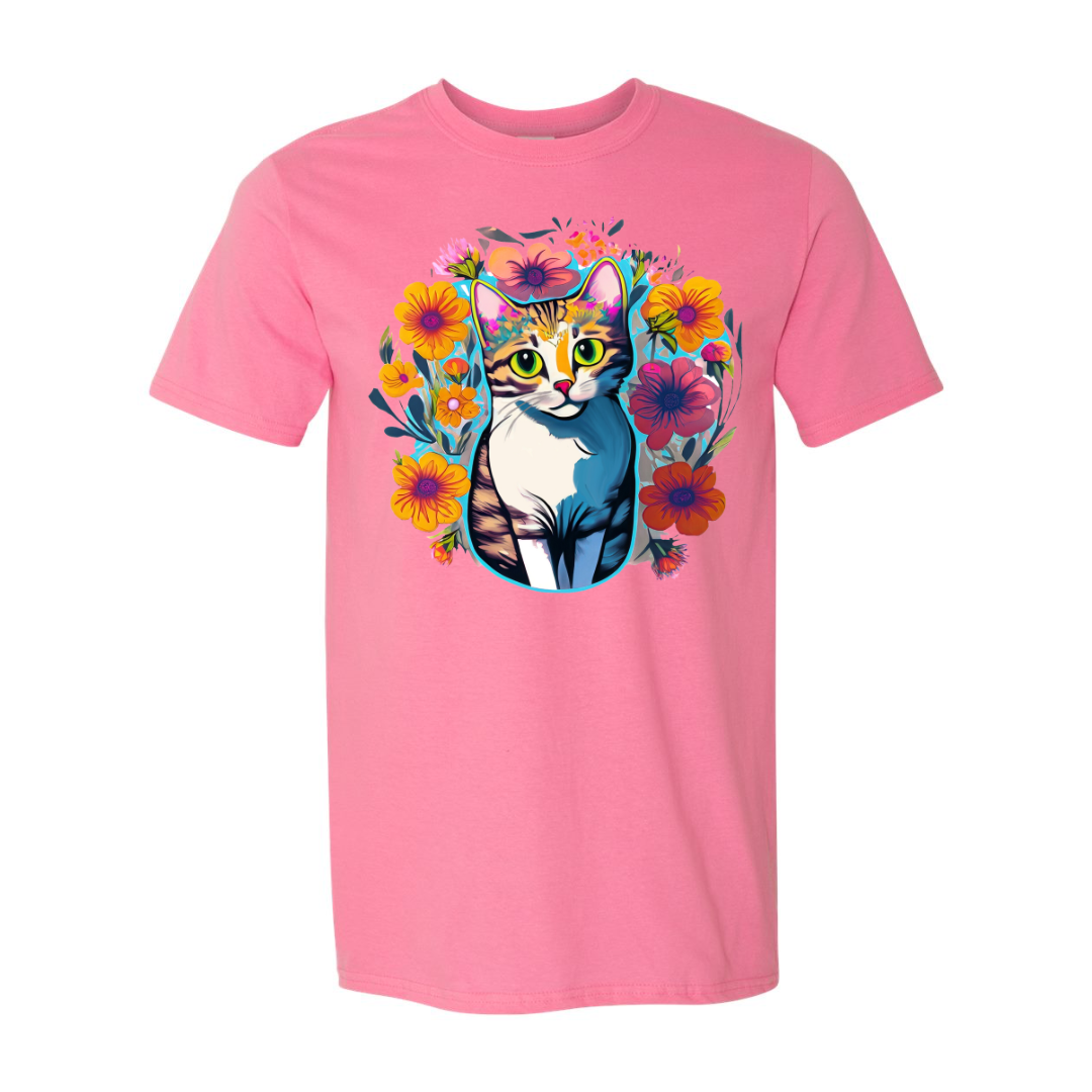 Cat in Flowers T-Shirt - Made By Scratch Crafts