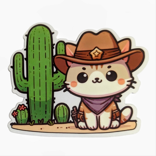 Cowboy cat sticker - Made By Scratch Crafts