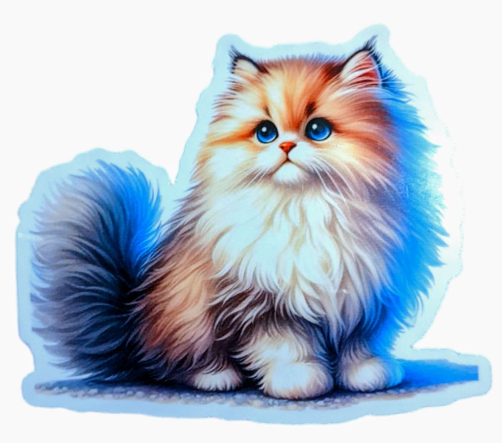 Fluffy Kitten sticker - Made By Scratch Crafts