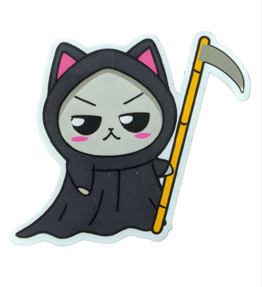Grim Reaper Kitty sticker - Made By Scratch Crafts
