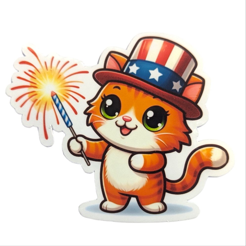 Sparkler Kitty sticker - Made By Scratch Crafts