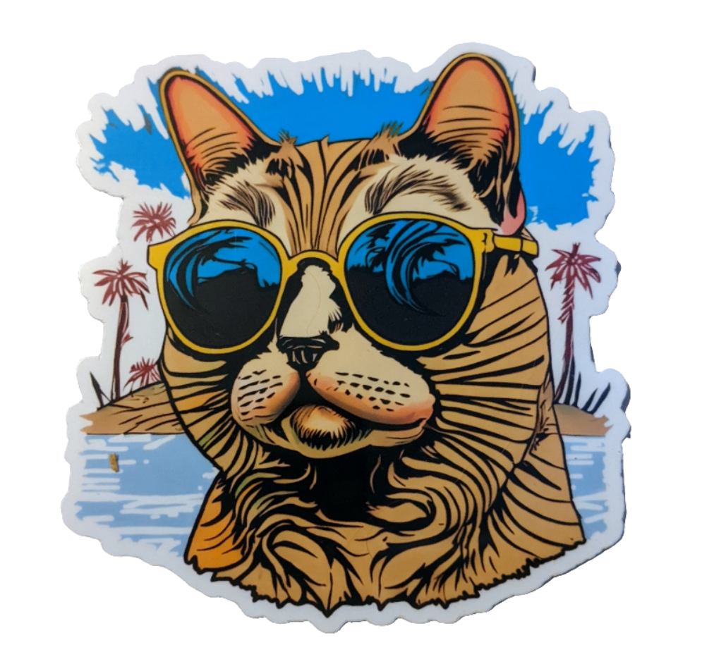 Summer Vibes cat sticker - Made By Scratch Crafts