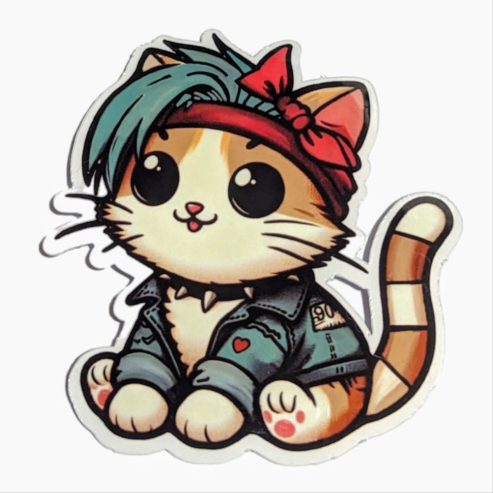 Punk Rocker Cat sticker - Made By Scratch Crafts