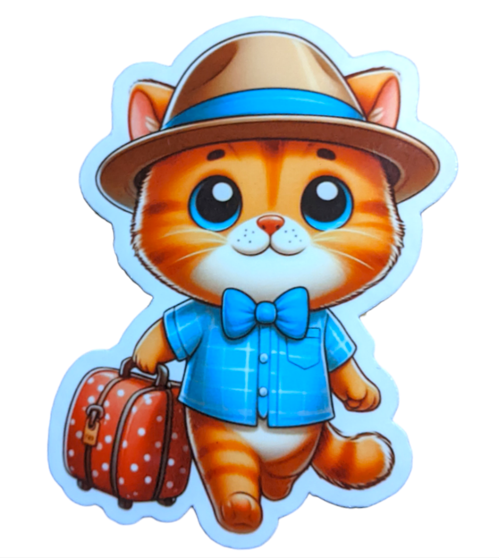 Traveling Cat sticker - Made By Scratch Crafts