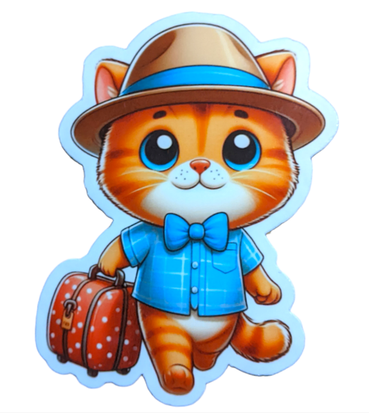 Traveling Cat sticker - Made By Scratch Crafts