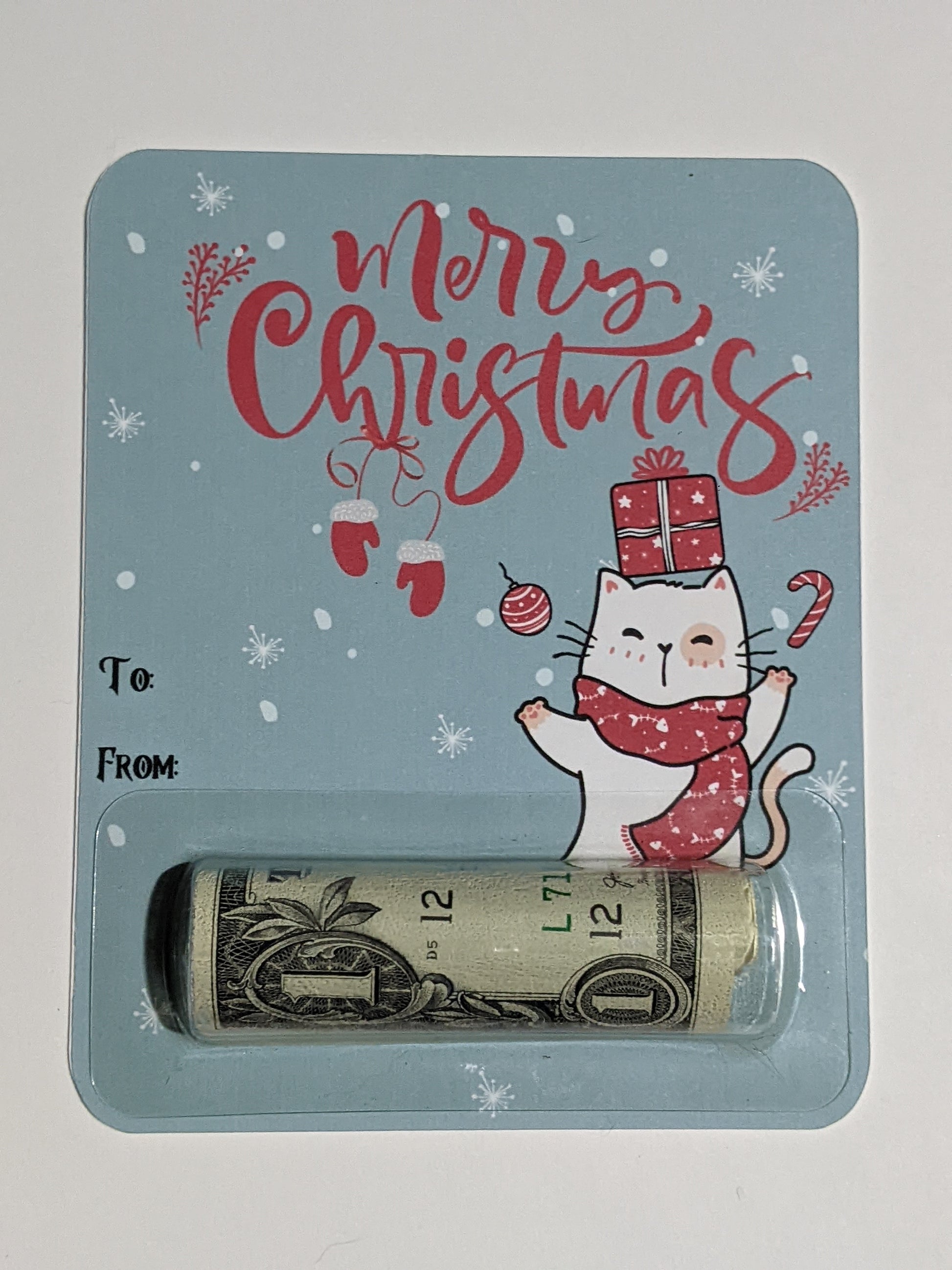 Christmas Cat money holder card - Made By Scratch Crafts