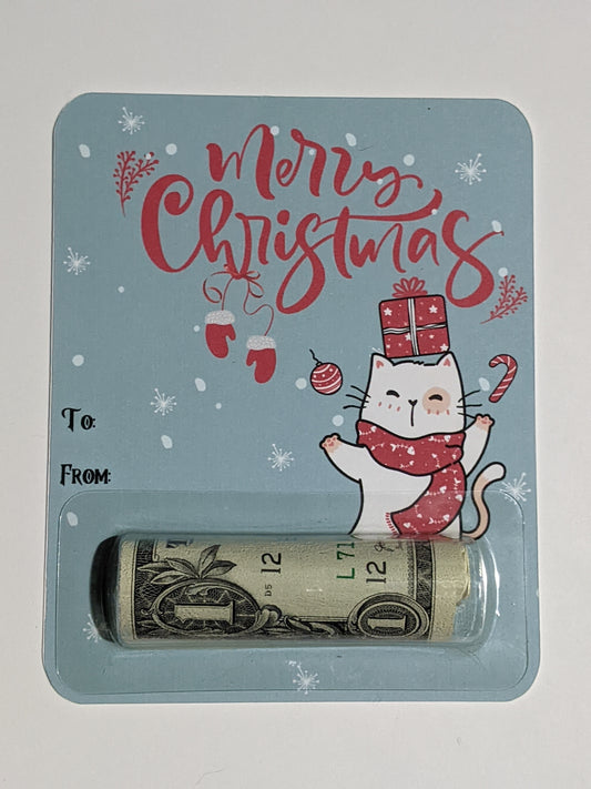 Christmas Cat money holder card - Made By Scratch Crafts