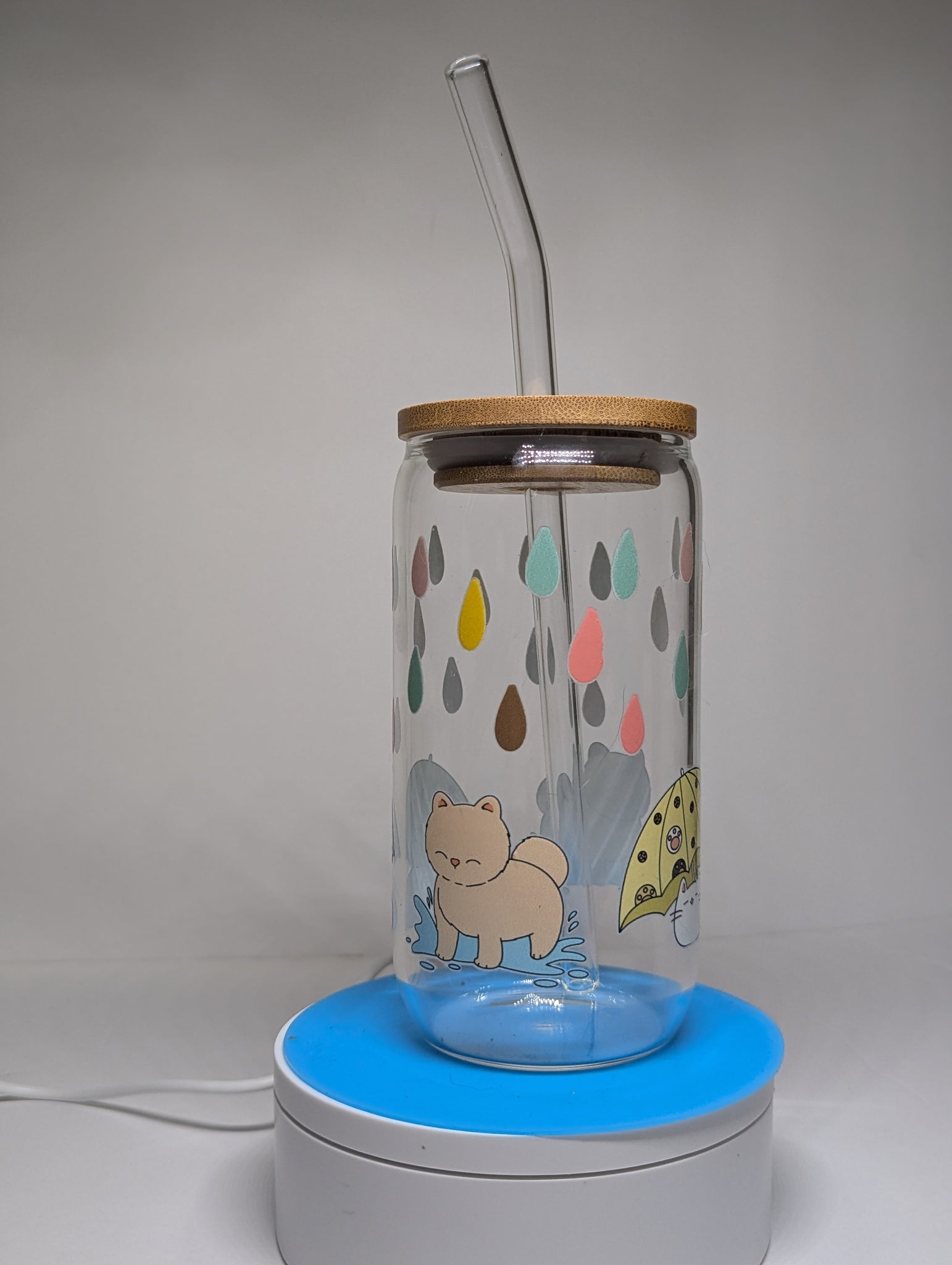 Rainy Day Cats glass can