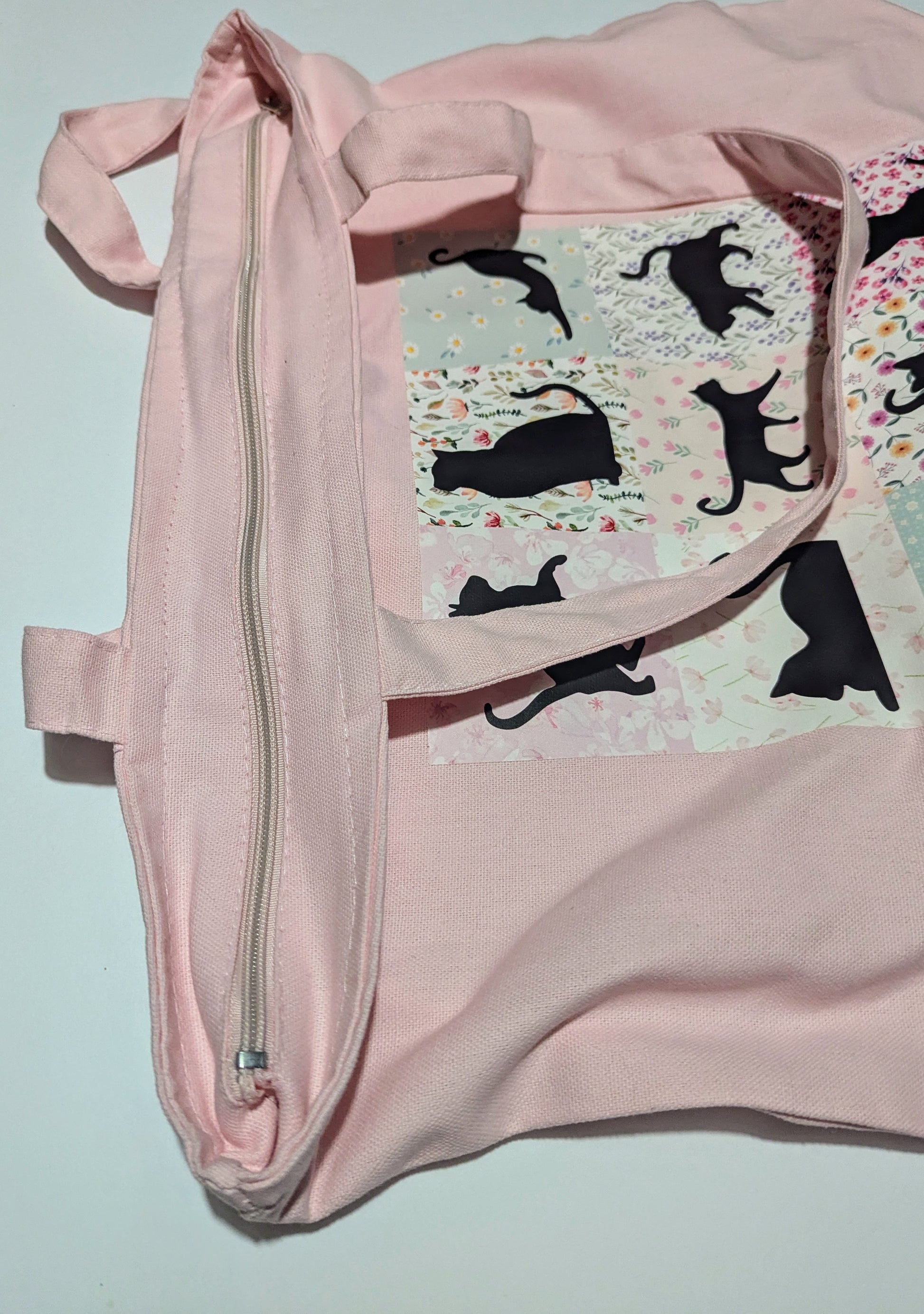 Patchwork Cats Zippered Tote Bag - Made By Scratch Crafts