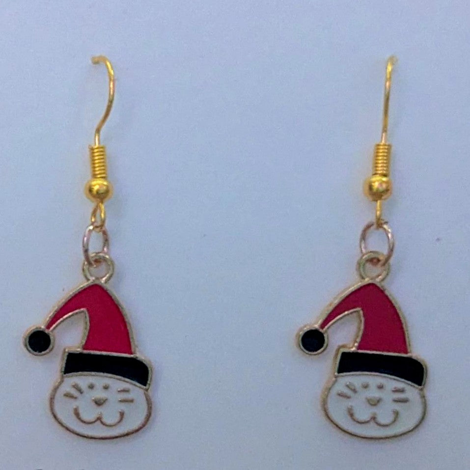 Santa Cat Earrings