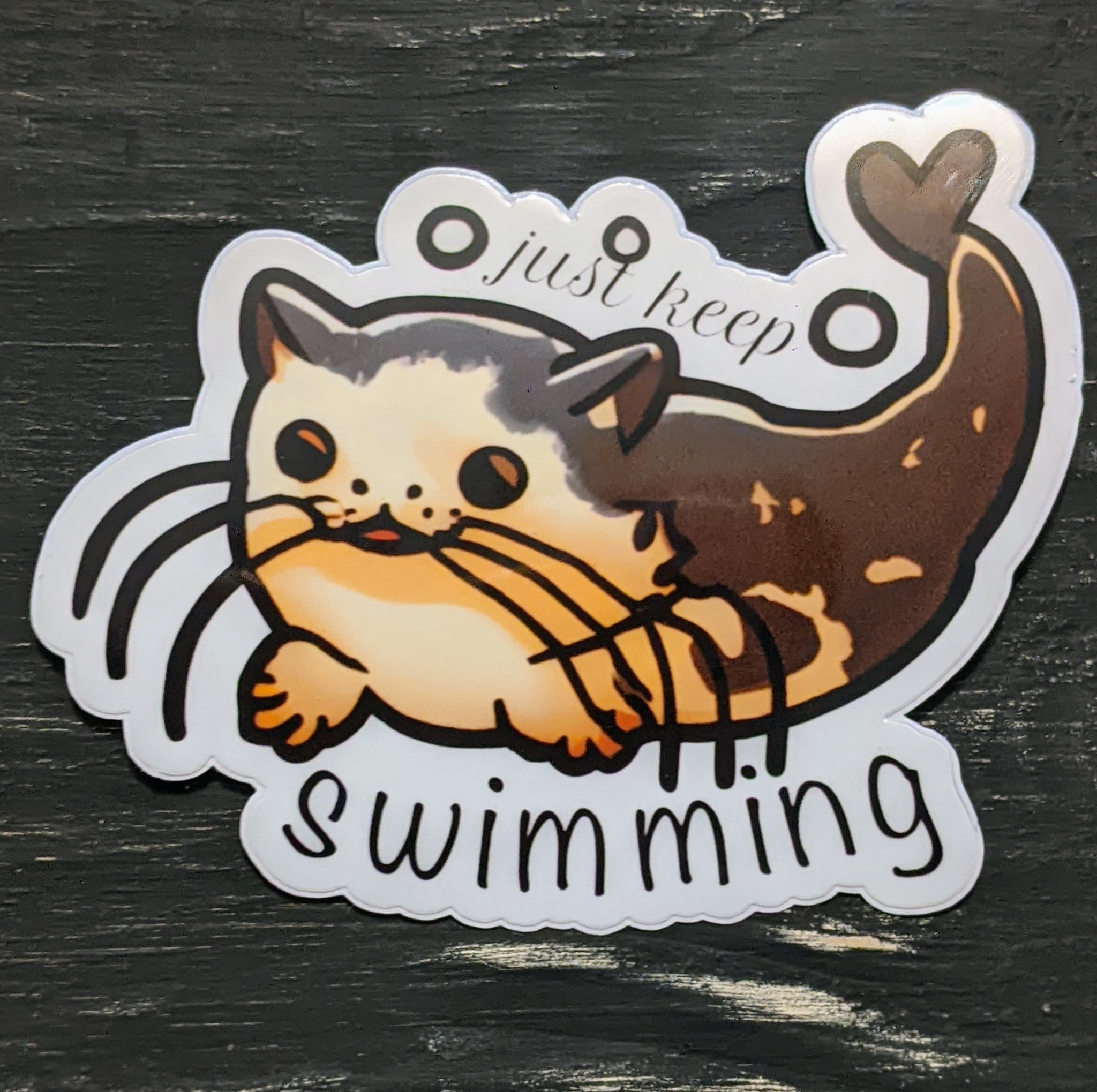 Just Keep Swimming cat sticker