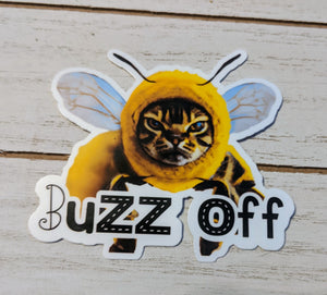 Buzz Off cat sticker