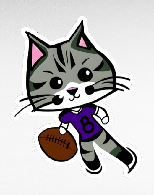 Football player Cat sticker - Made By Scratch Crafts