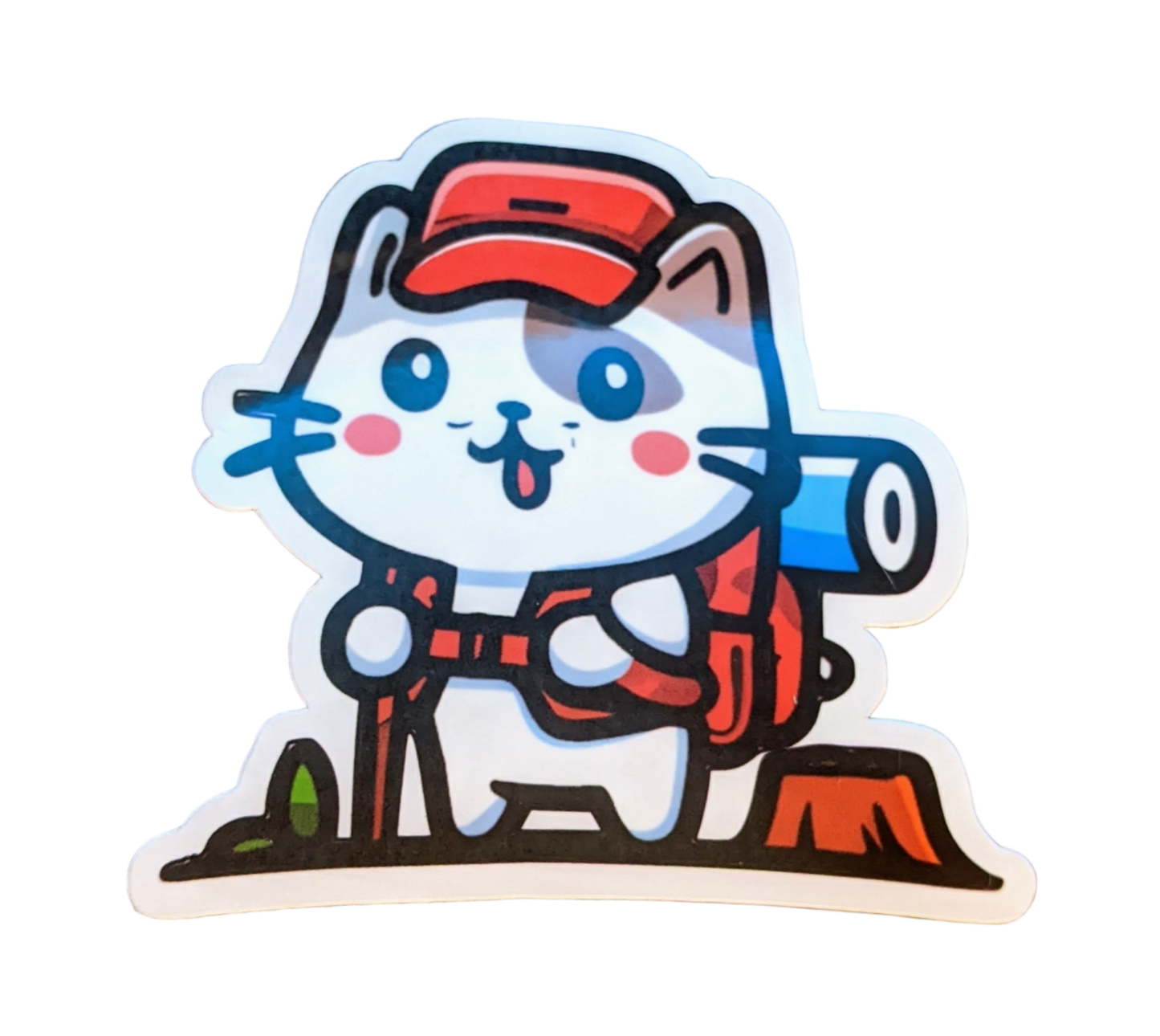Hiking cat sticker - Made By Scratch Crafts