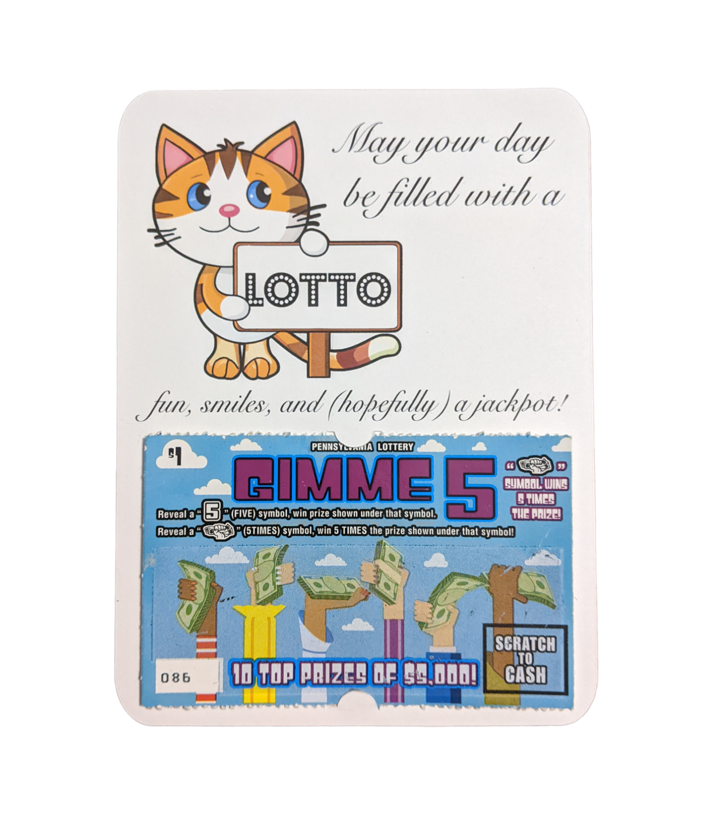 Cat Lottery Ticket Card - Made By Scratch Crafts