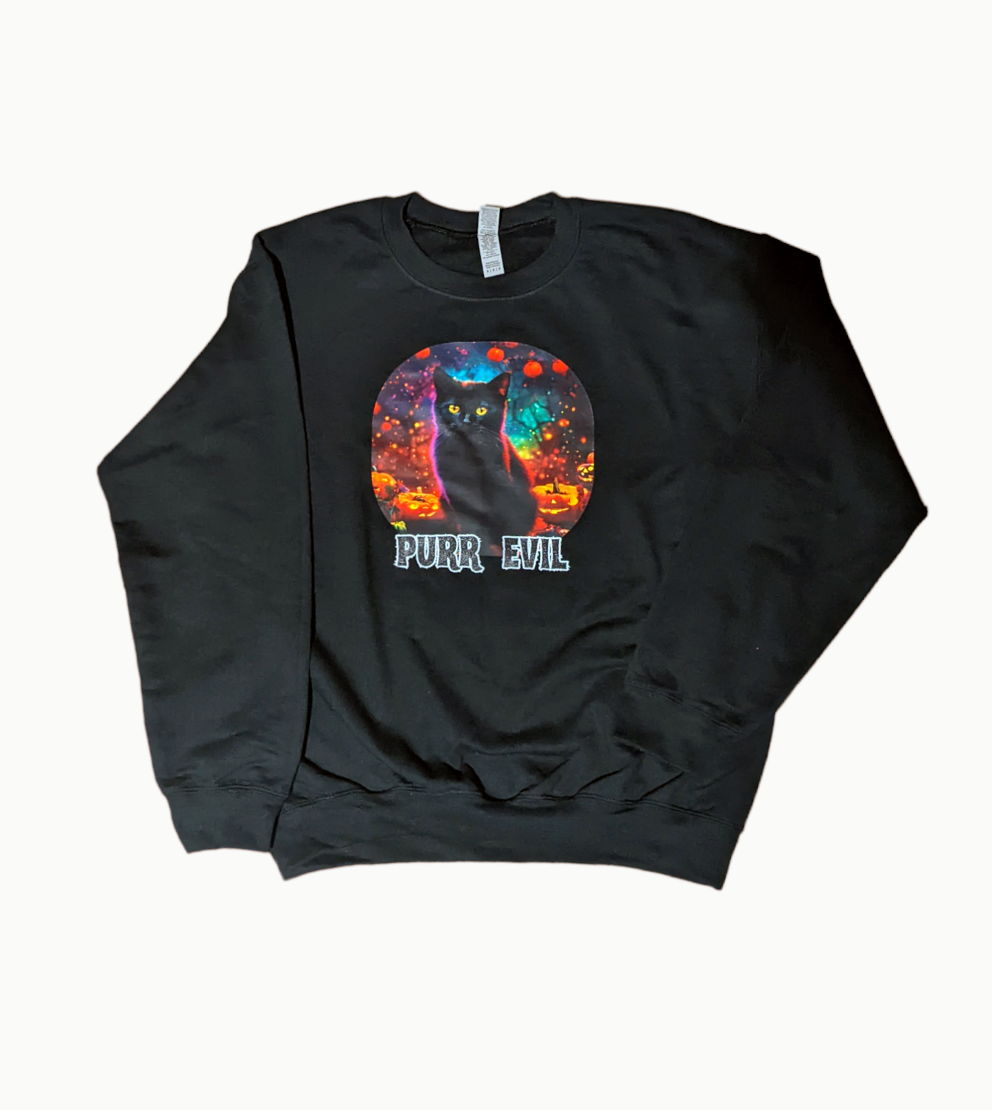 Purr Evil Black Cat Halloween sweatshirt - Made By Scratch Crafts