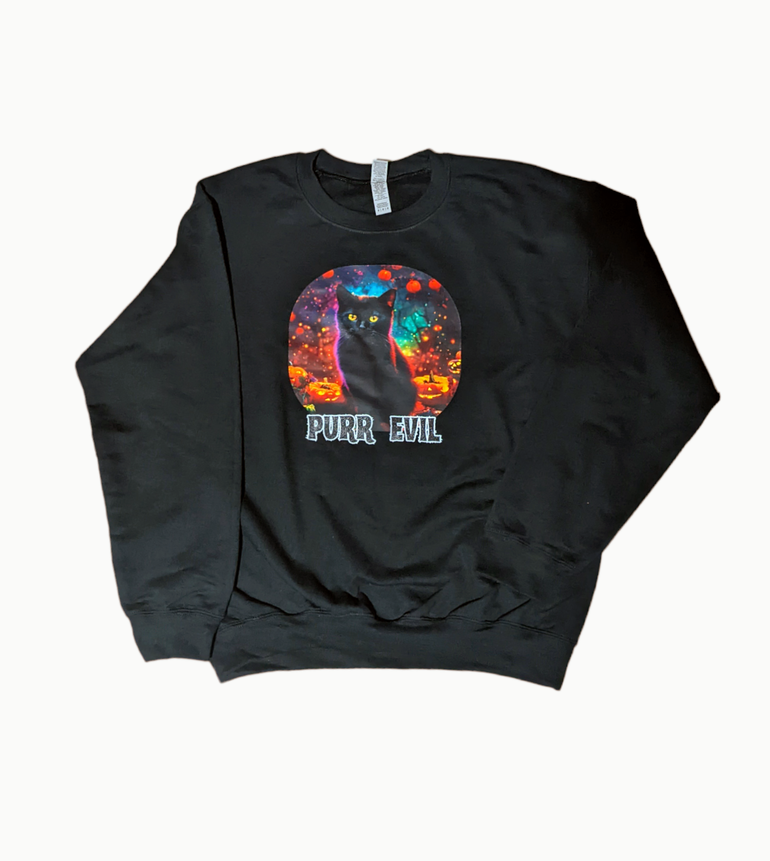 Purr Evil Black Cat Halloween sweatshirt - Made By Scratch Crafts