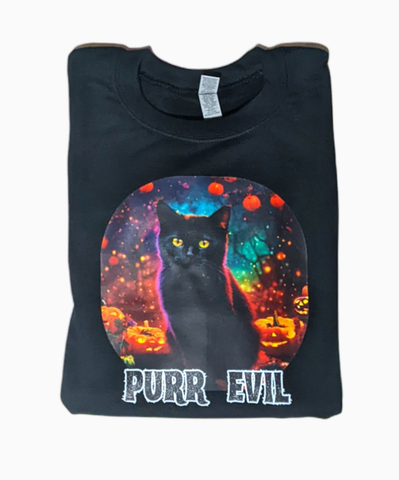 Purr Evil Black Cat Halloween sweatshirt
