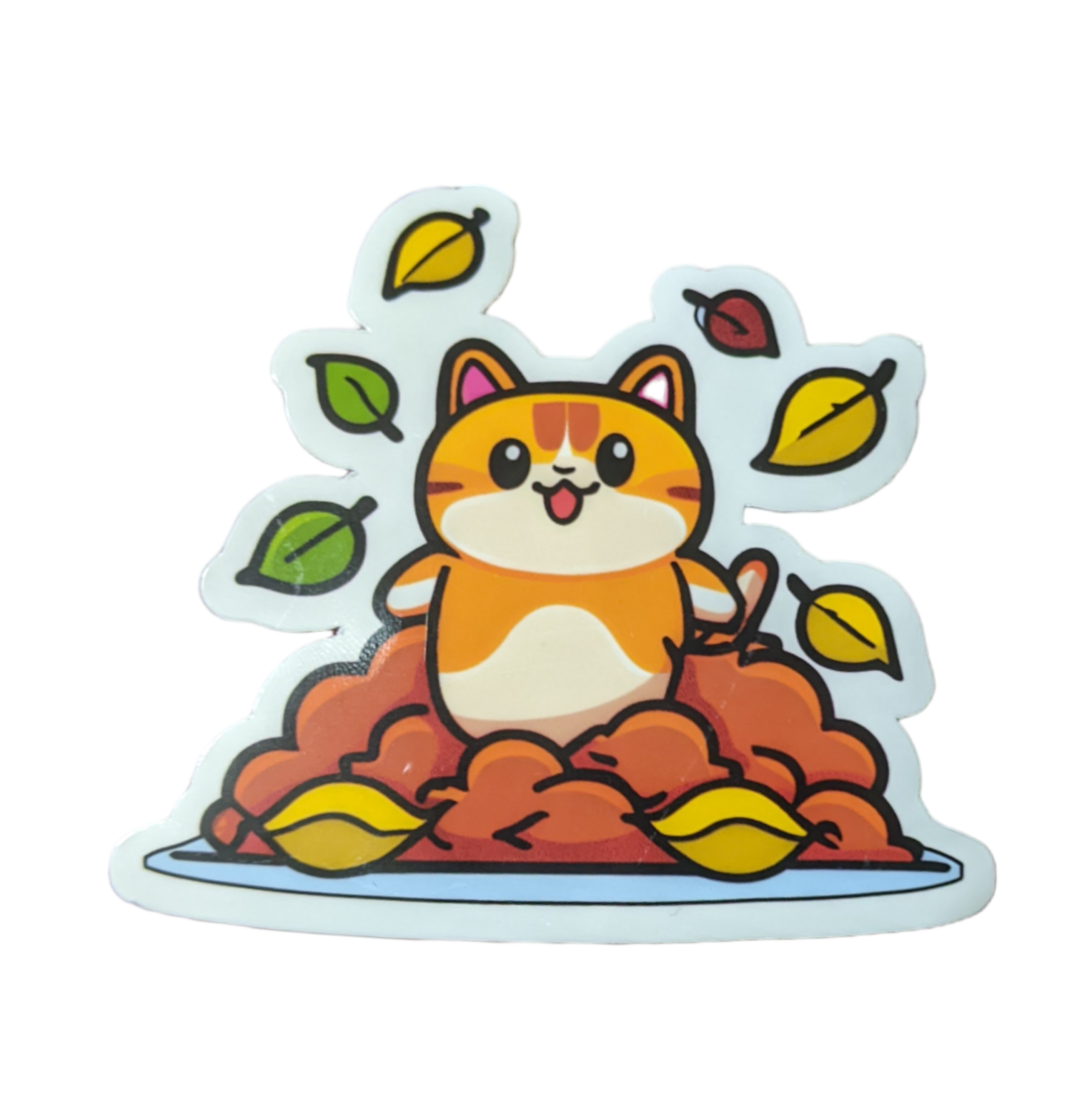 Cat in Leaves sticker