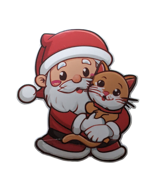 Santa and Kitten sticker - Made By Scratch Crafts