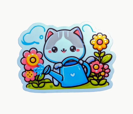 Gardening Kitty sticker - Made By Scratch Crafts