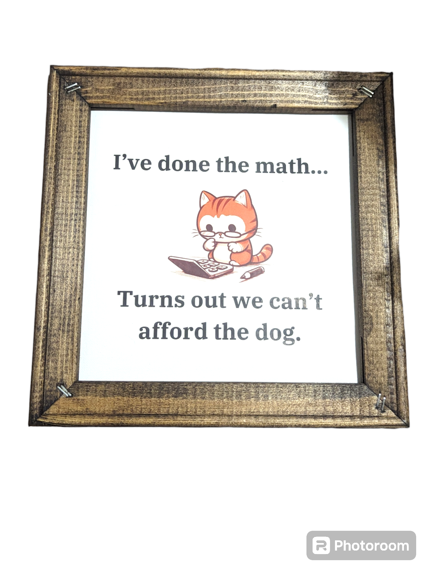 We Can't Afford the Dog framed canvas sign - Made By Scratch Crafts