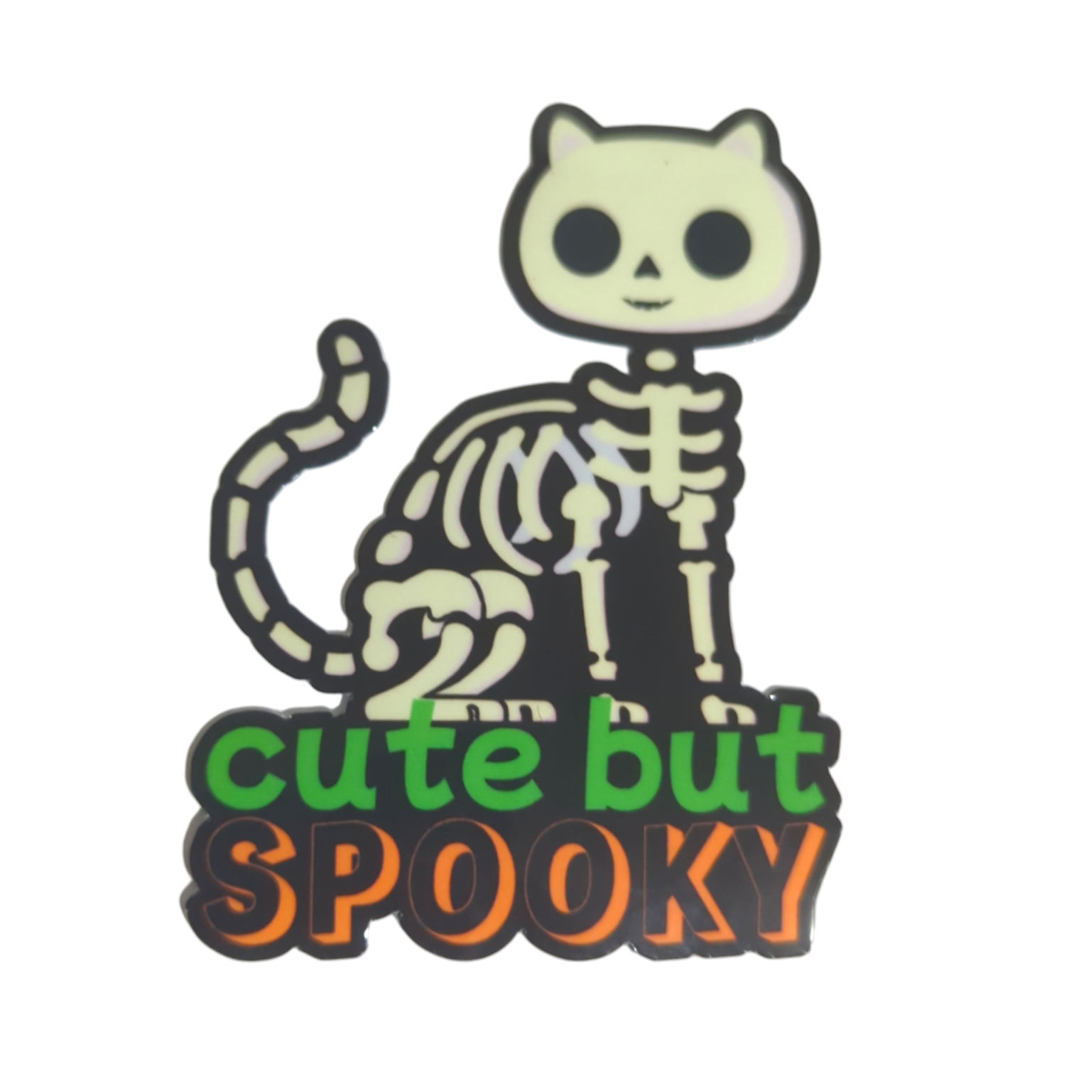 Cute but Spooky cat skeleton Halloween sticker - Made By Scratch Crafts