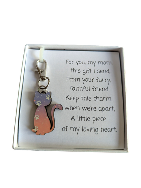 Cat Mom Purse Charm with Gift Box - Made By Scratch Crafts