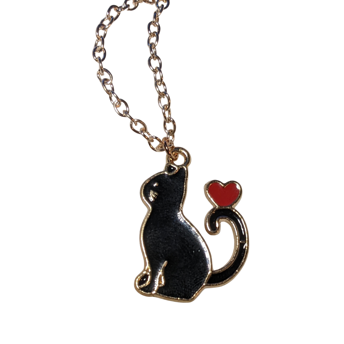 Black Cat Heart Necklace – Rose Gold Cat Lover Jewelry Gift