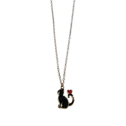 Black Cat Heart Necklace – Rose Gold Cat Lover Jewelry Gift