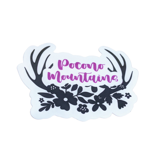 Pocono Mountains Antler Sticker | Floral Deer Vinyl Decal