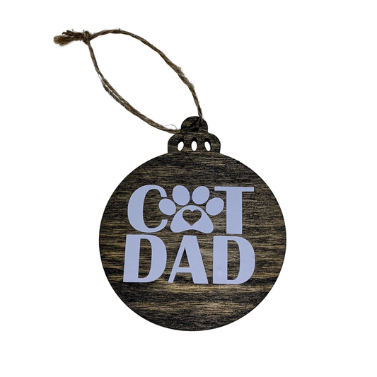 Cat Dad Christmas Ornament | Rustic Wood Cat Lover Gift