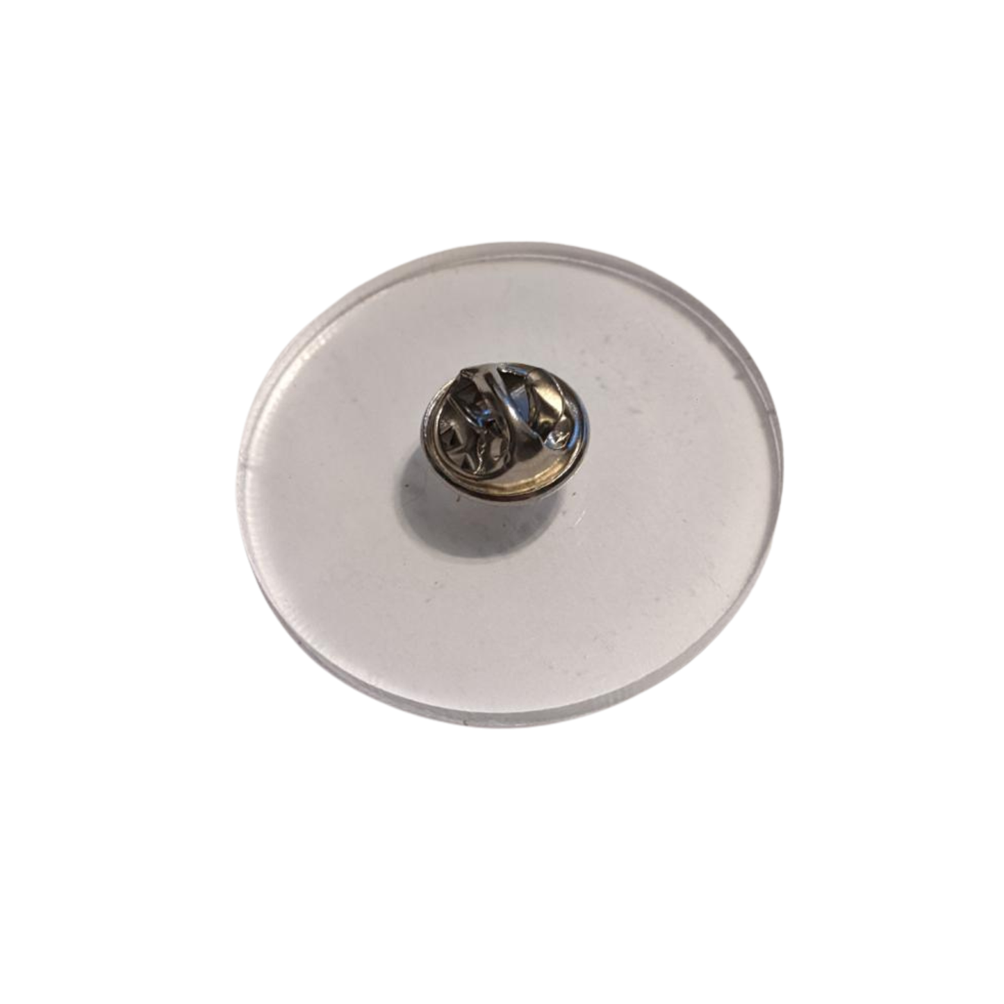 Round pin with a clasp on a white background