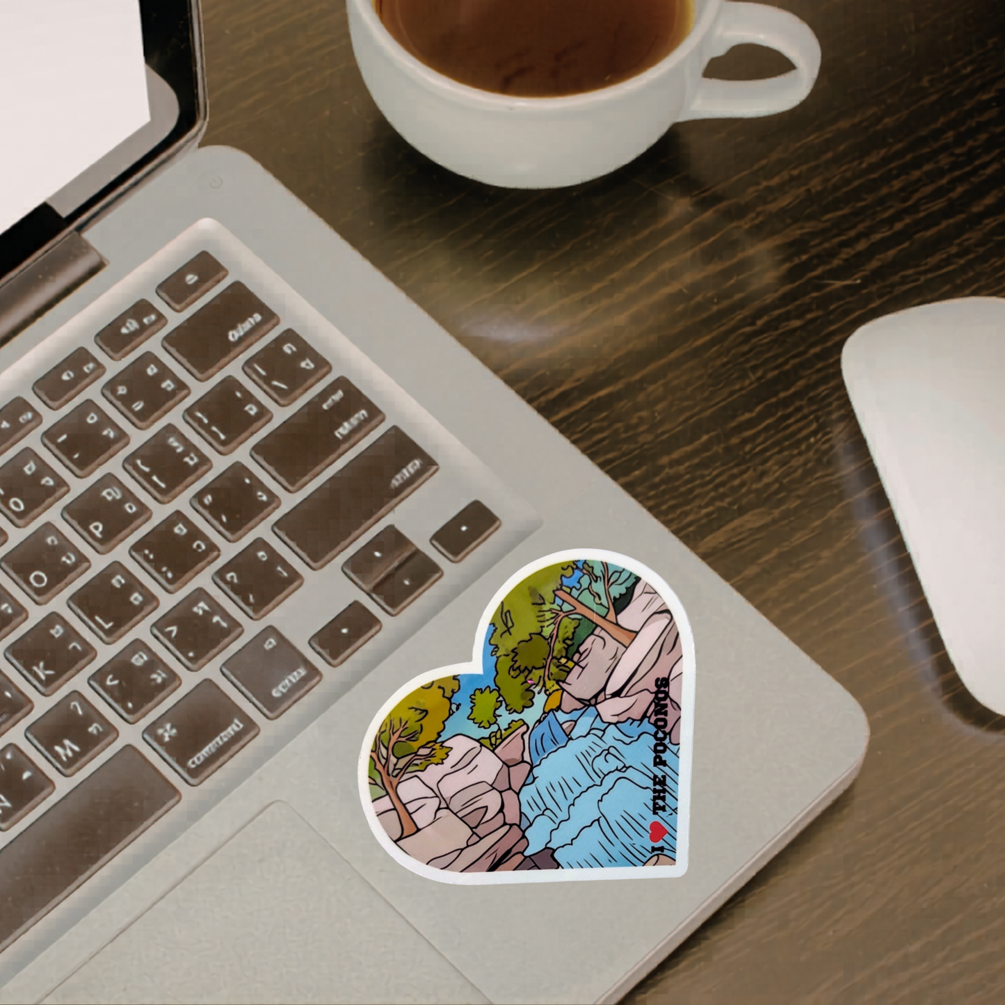 Pocono Mountains Heart Waterfall Sticker | Pennsylvania Nature Vinyl Decal